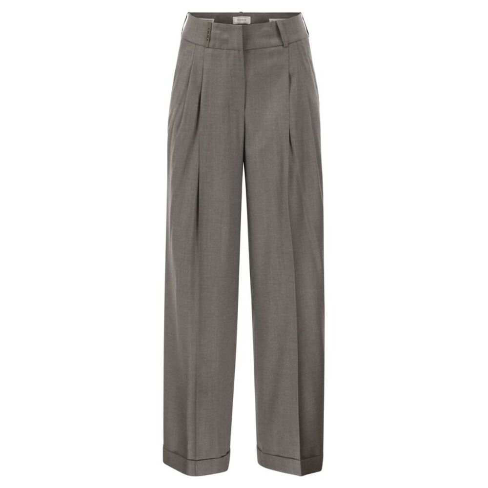 Peserico Women Tailored Virgin Wool Stretch Trousers With Front Pleats